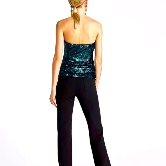 NWT ZARA GREEN SEQUENCE STRAPLESS TOP - Picture 4 of 7